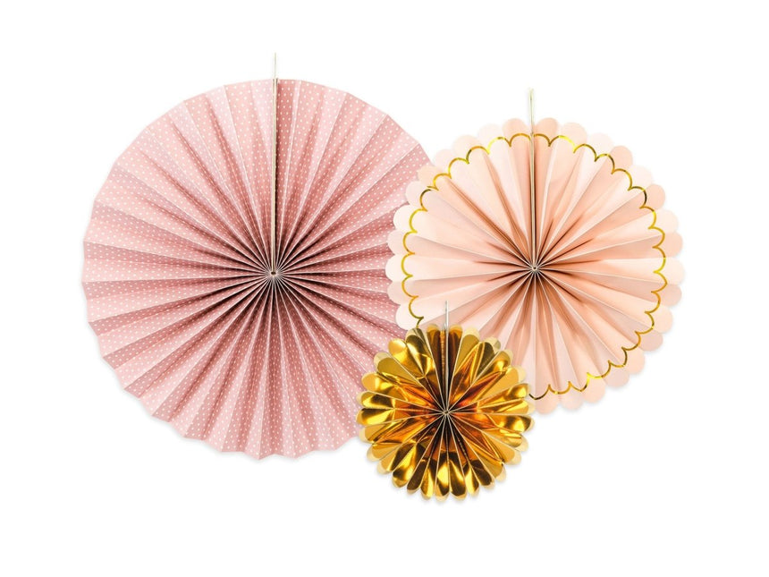 Papieren Waaiers Roze Set 13 - 32cm 3 delig van Partydeco koop je bij Partywinkel