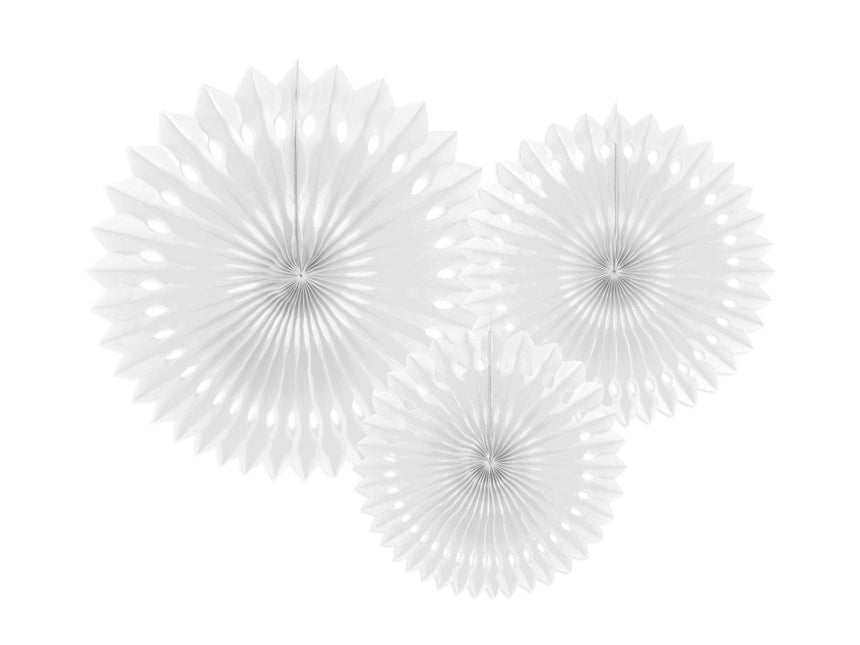 Papieren Waaiers Wit Set 20 - 30cm 3 delig van Partydeco koop je bij Partywinkel