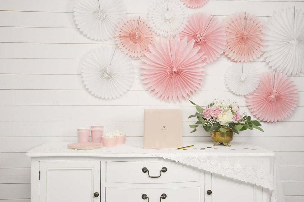 Papieren Waaiers Wit Set 20 - 30cm 3 delig van Partydeco koop je bij Partywinkel