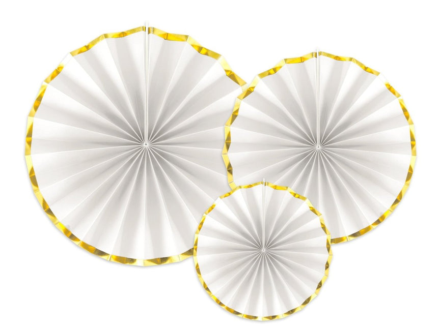 Papieren Waaiers Wit Set 23 - 40cm 3 delig van Partydeco koop je bij Partywinkel