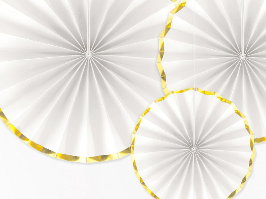 Papieren Waaiers Wit Set 23 - 40cm 3 delig van Partydeco koop je bij Partywinkel