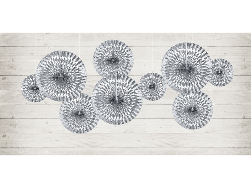 Papieren Waaiers Zilver Folie Set 23 - 40cm 3 delig van Partydeco koop je bij Partywinkel
