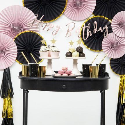 Papieren Waaiers Zwart Set 23 - 40cm 3 delig van Partydeco koop je bij Partywinkel