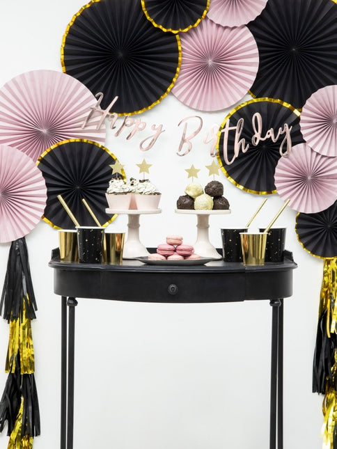 Papieren Waaiers Zwart Set 23 - 40cm 3 delig van Partydeco koop je bij Partywinkel