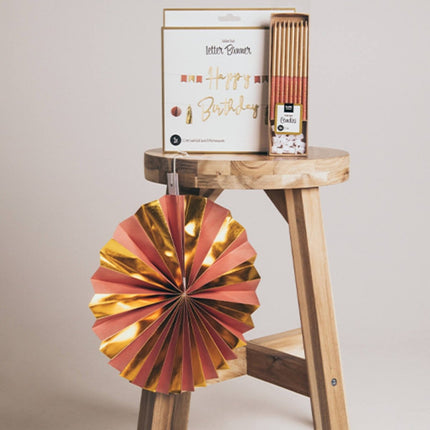 Papieren Waaiers/Rozetten Golden Dusk - 5 stuks van Folat koop je bij Partywinkel