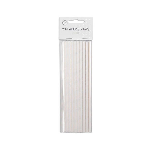 Papieren Witte Rietjes 19,7cm 20st van WeFiesta koop je bij Partywinkel