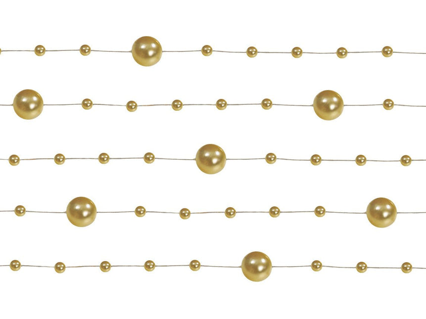 Parelslinger Goud 1,3m 5st van Partydeco koop je bij Partywinkel