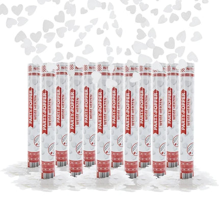 Heart-Shaped Confetti Cannon, White, 1 Piece, 40 cm