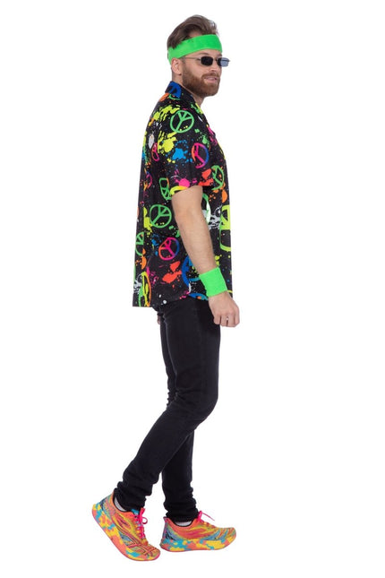 Hippie 60S Blouse Heren Neon van Wilbers & Wilbers koop je bij Partywinkel