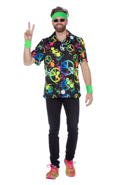 Hippie 60S Blouse Heren Neon van Wilbers & Wilbers koop je bij Partywinkel