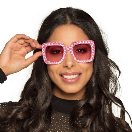 Partybril Roze Glitters van Boland koop je bij Partywinkel