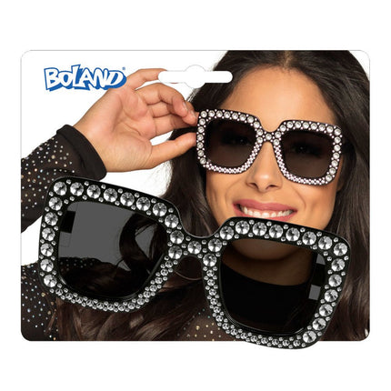 Partybril Zwart Glitters van Boland koop je bij Partywinkel