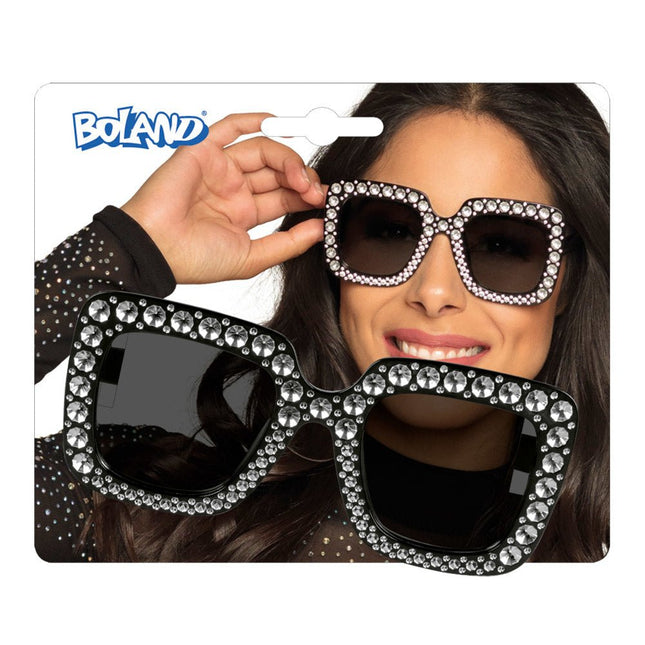 Partybril Zwart Glitters van Boland koop je bij Partywinkel
