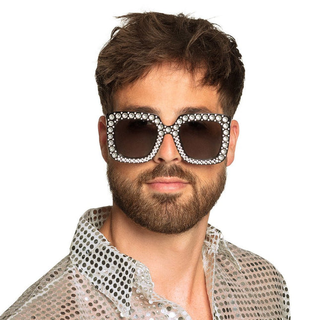 Partybril Zwart Glitters van Boland koop je bij Partywinkel
