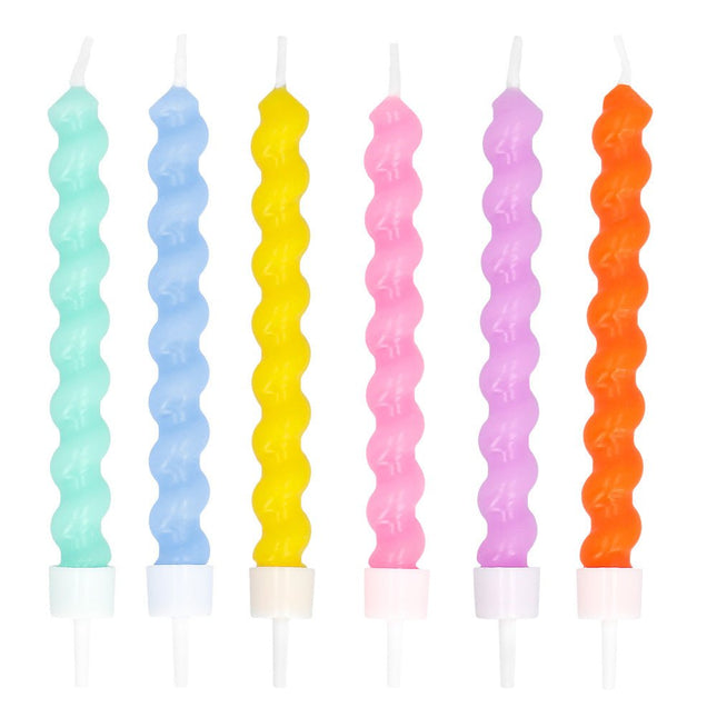 Pastel Kaarsen Op Houder 6st van Boland koop je bij Partywinkel