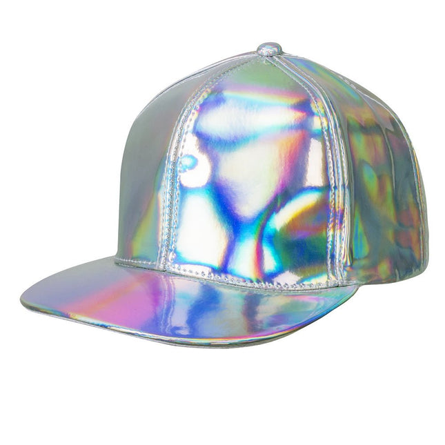 Pet Holografisch Zilver Verstelbaar 26cm van Boland koop je bij Partywinkel