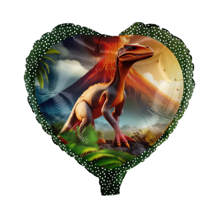 Dinosaur Helium Balloon, Colored Heart, Unfilled, 45 cm