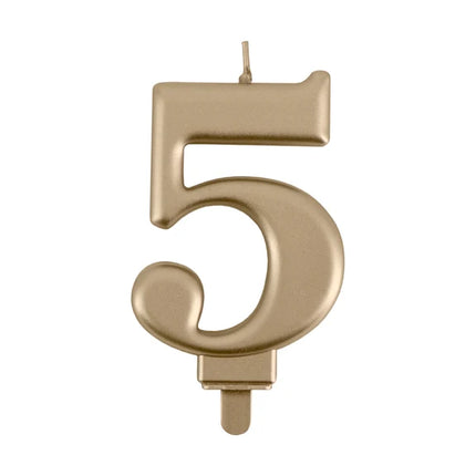 5-Year Anniversary Candle, Gold, 8 cm