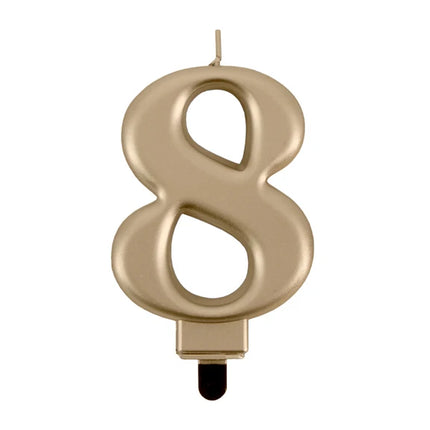 8th Anniversary Candle, Gold, 8 cm