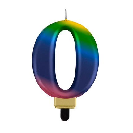 0th Birthday Rainbow Candle, 8 cm