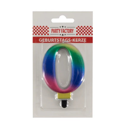 0th Birthday Rainbow Candle, 8 cm