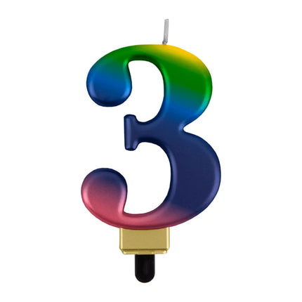 3-Year Rainbow Candle, 8 cm