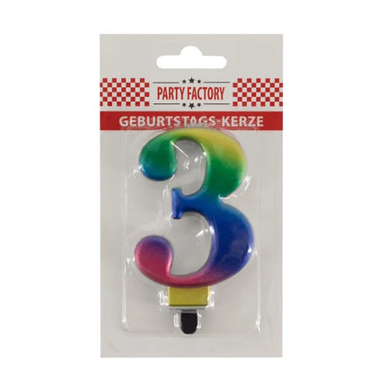 3-Year Rainbow Candle, 8 cm