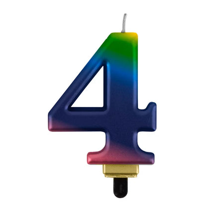 4th Birthday Rainbow Candle, 8 cm