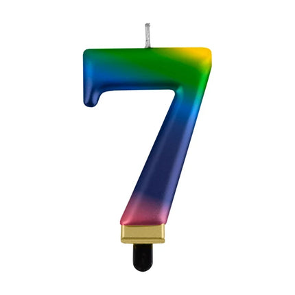 7th Birthday Rainbow Candle, 8 cm