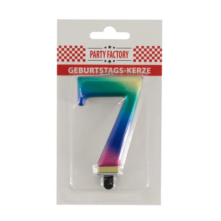 7th Birthday Rainbow Candle, 8 cm