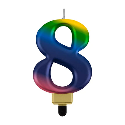 8th Birthday Rainbow Candle, 8 cm
