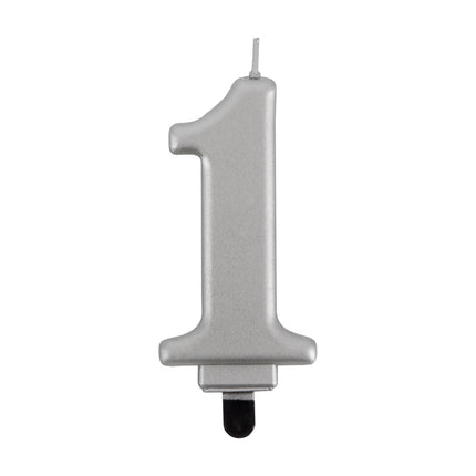 1-Year Candle, Silver Metallic, 7 cm
