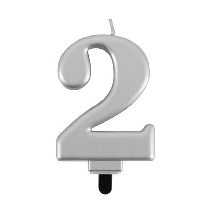2-Year Candle, Silver Metallic, 7 cm