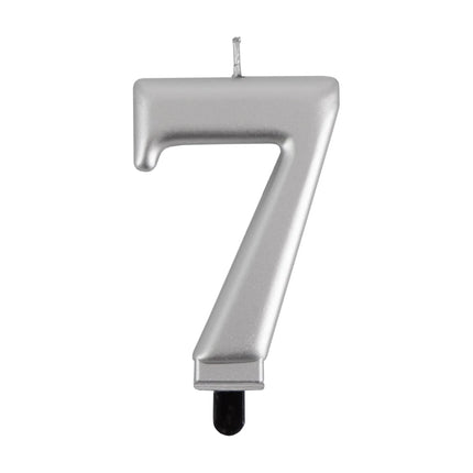 7-Year Candle, Silver Metallic, 7 cm
