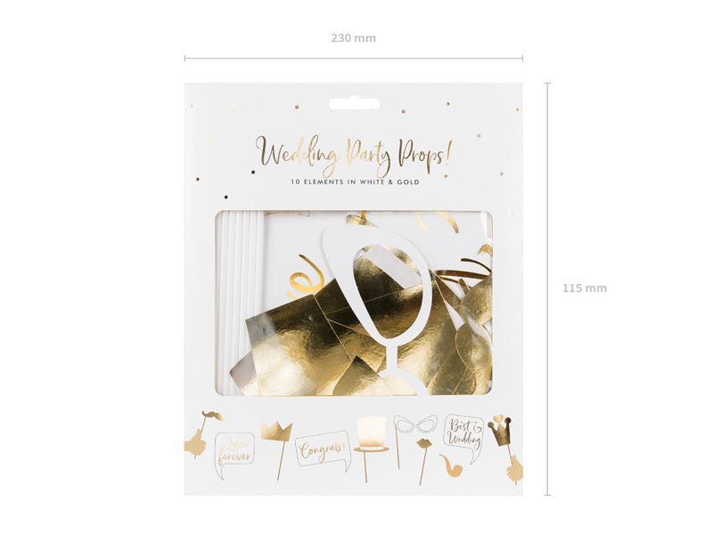 Photobooth Bruiloft Goud 10st van Partydeco koop je bij Partywinkel