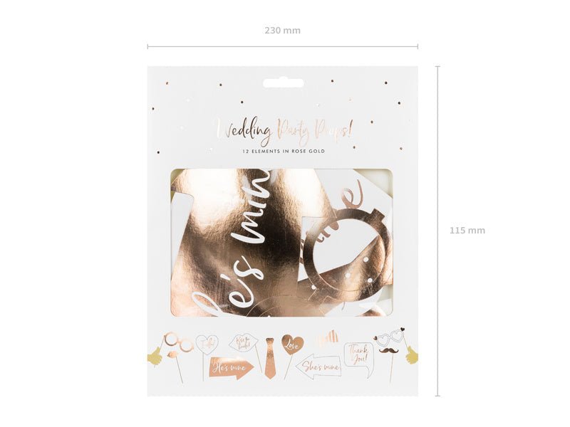 Photobooth Bruiloft Rose Goud 12st van Partydeco koop je bij Partywinkel
