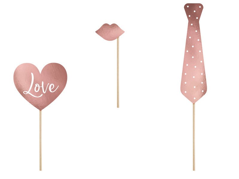 Photobooth Bruiloft Rose Goud 12st van Partydeco koop je bij Partywinkel