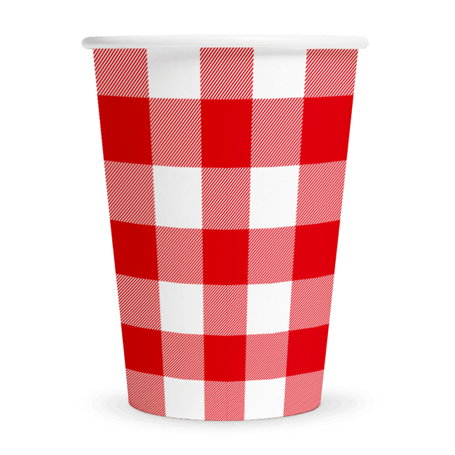 Picknick Bekers Geruit 210ml 8st van WeFiesta koop je bij Partywinkel