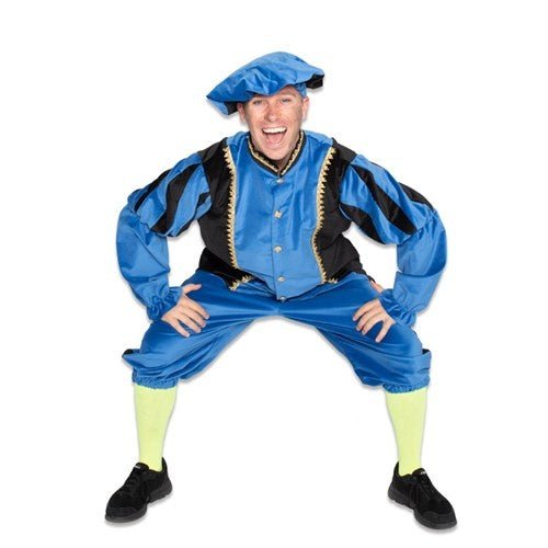 Pietenpak Katoen Blauw/Zwart van Haza Witbaard koop je bij Partywinkel