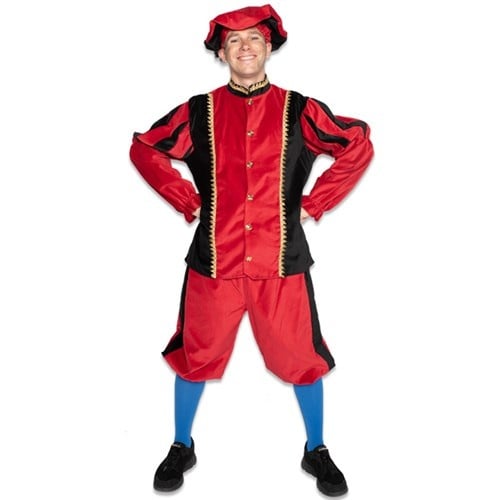 Pietenpak Katoen Rood/Zwart van Haza Witbaard koop je bij Partywinkel