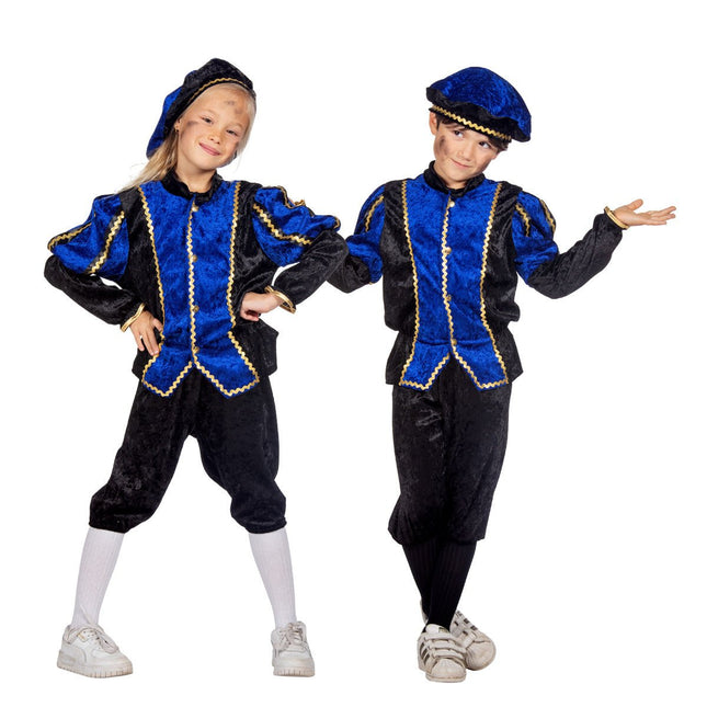 Pietenpak Kind Blauw/Zwart Luxe van Wilbers & Wilbers koop je bij Partywinkel