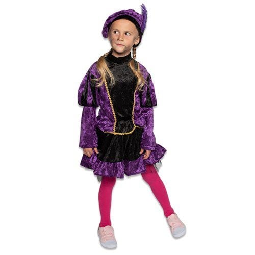 Pietenpak Kind Jurk Met Petticoat Paars van Haza Witbaard koop je bij Partywinkel