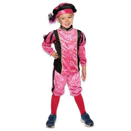 Pietenpak Kind Velours Roze/Zwart van Haza Witbaard koop je bij Partywinkel
