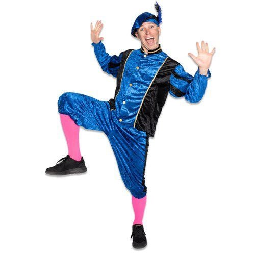 Pietenpak Velours Blauw/Zwart van Haza Witbaard koop je bij Partywinkel
