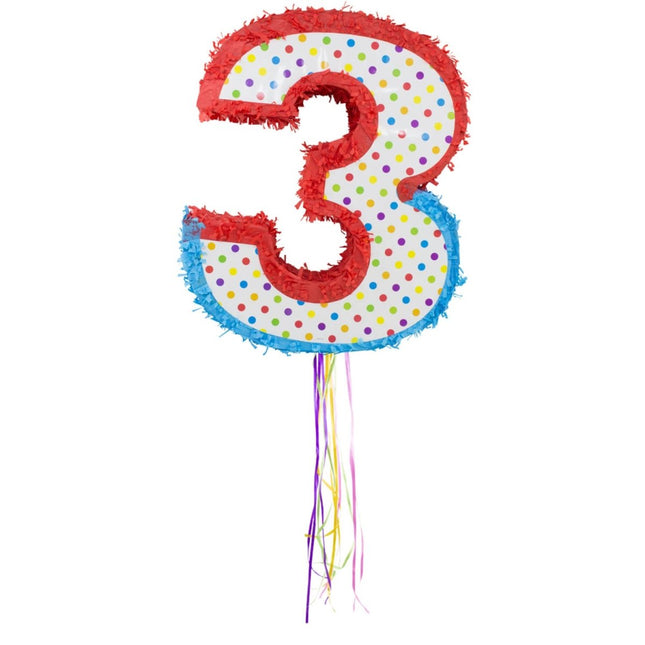 Pinata Nummer 3 - 49cm van Folat koop je bij Partywinkel