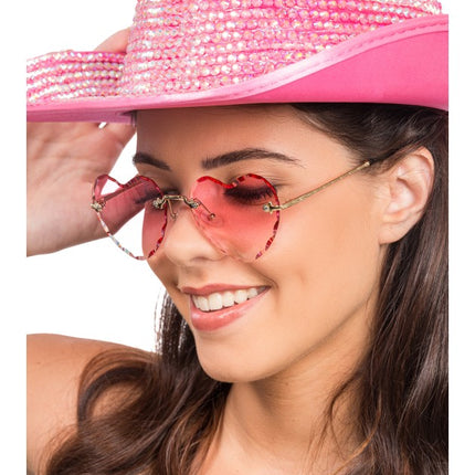 Roze Hartjesbril met Goudkleurige Details