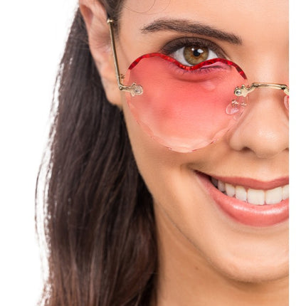 Roze Hartjesbril met Goudkleurige Details