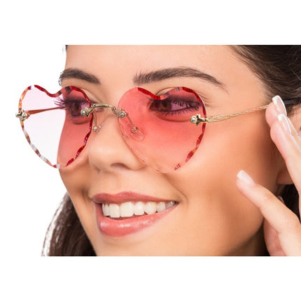 Roze Hartjesbril met Goudkleurige Details