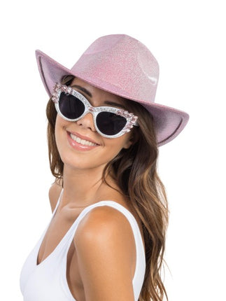 Pink Glitter Cowboy Hat, One Size