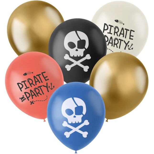 Piraat Ballonnen Gekleurd 33cm 6st van Folat koop je bij Partywinkel